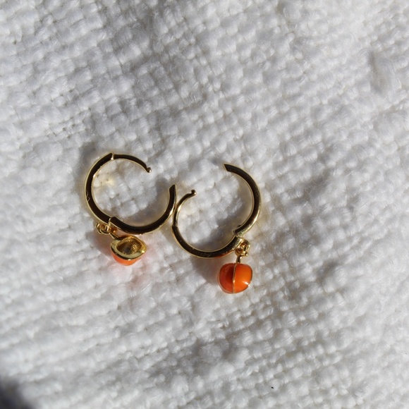 Sterling Silver Pumpkin Gold Hoop Earrings - Picture 11 of 12